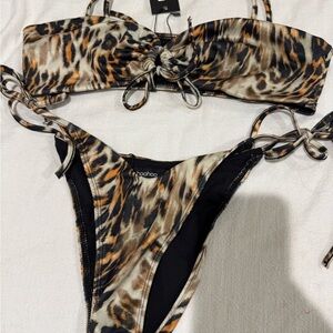 Boohoo Wild Print Bikini Top & Matching Bottoms